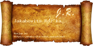 Jakabovits Réka névjegykártya